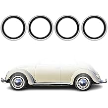 OMAC White Wall Tire Insert 15" Rims Sidewall Set 4X Black