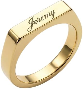 Custom Signet Rings for Women, Engraved Name Rings with Roman Numerals