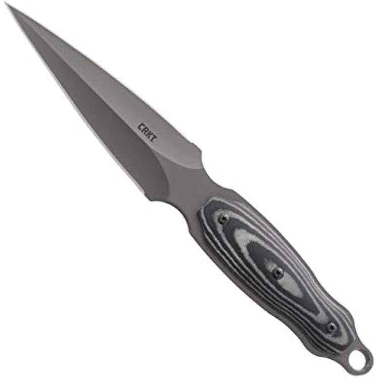 CRKT Shrill Fixed Blade Knife with Sheath: Stainless Steel Plain Edge Blade, Micarta Handle, 2075