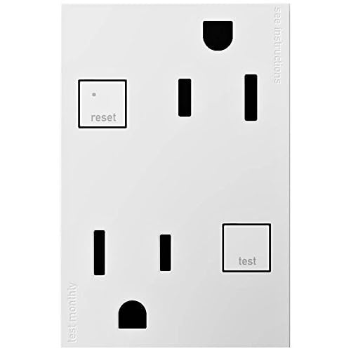 Legrand adorne Tamper-Resistant Self-Test Electrical GFCI Outlet, 15A, White Finish, AGFTR2152W4