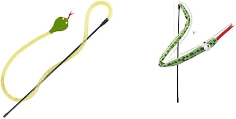 Cat Teaser Wand Toy for Indoor Cats, Cute Mesh Snake & Crinkle Plush Fabric Kitten Wand Kitty Toys Interactive Play Chase Exercise Wand String Toys Cat Toys for All Breed Sizes (One Size,Green)