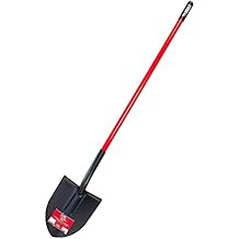Bully Tools Round Point Heavy Duty Shovel - 12-Gauge Fiberglass D-Grip Handle, Metal Construction, Ideal for Gardening, Digging and Landscaping, Square and Flat Head Design - 100% Made in The USA