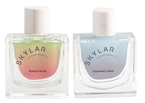 Skylar Peach Fields and Coconut Cove Eau de Perfume Layering 2 Pack- Hypoallergenic & Clean Perfume for Women & Men, Vegan & Safe for Sensitive Skin- (50mL /1.7 Fl oz)