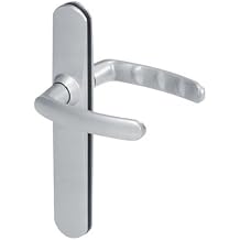 VACHETTE Slim Door Handle Set on Large Plate - Locking Version for Bathroom, Toilet - Distance 195 mm - Easy Installation System - Durable Zamak - Satin Chrome Finish
