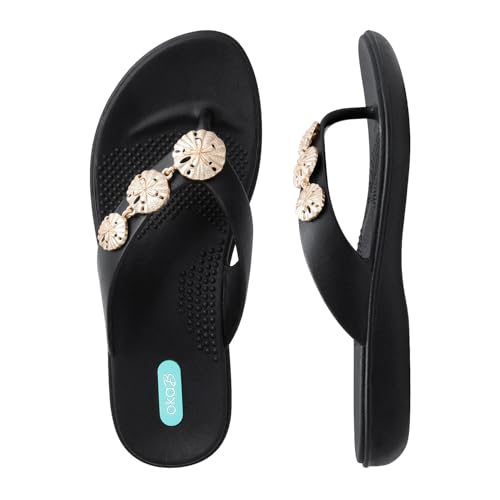 Oka-B Womens Elle Melanie Flip Flop Sandal with Sand Dollar Charms