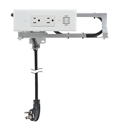 Docking Drawer Blade Compact Vanity Outlet, Fits 11 Wide Drawers, 2 AC, Auto Safety Shutoff, White