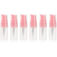 6PCS 10ml Refill Empty Plastic Cream Shampoo Lotion Treatment Pump Bottle with Cap Travel Bottles Toiletries Liquid Container Makeup Travel Cosmetic Jars for Lotion Bath Shower (Transparent+Pink)
