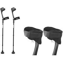 KMINA - Forearm Crutches for Adults (x2 Units, Open Cuff) and Elbow Crutch Pads with Velcro (x2 Units, Open Cuff)