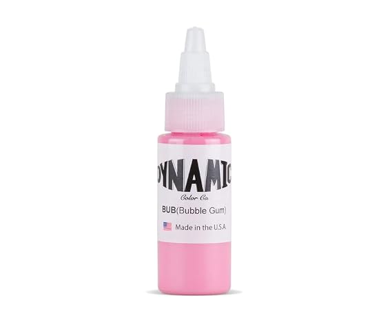 DYNAMIC BUBBLE GUM 1-oz Tattoo Ink Brite Vibrant & Dark Color Tattoo Supply by Dynamic