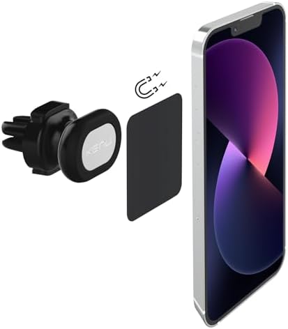 Kenu Airframe Magnetic Phone Car Mount for Air Vent - Portable Mobile Holder - 360 Degree Rotation - 6 Powerful Magnets with 1 Reusable Steel Plate - Use with Latest iPhones, Samsungs, and Androids