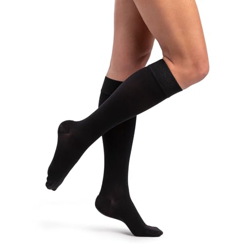 SIGVARIS Womens DYNAVEN Closed Toe Calf-High Socks 30-40mmHg - Small Long - Black
