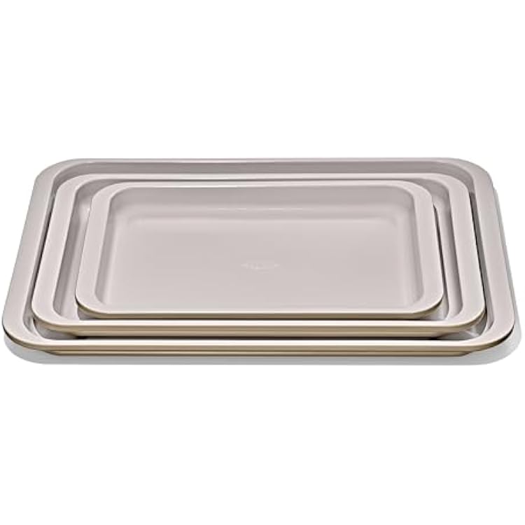OXO Good Grips Non-Stick Pro Ceramic Coated Metal Bakeware 3-Piece Sheet Pan Set Biscuit