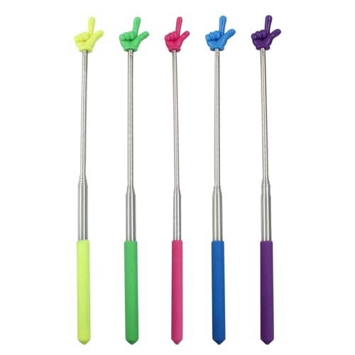 5 Pcs Retractable Teacher Pointer, 5 Colors Extendable Finger Pointer Stick Hand Pointing Sticks, Student Finger Pointing Tools for Classroom, Reading Blue,Purple,Yellow,Green,Pink