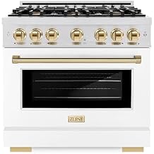 ZLINE Autograph 36 in. Select Dual Fuel Satin Steel Range w/White & Gold Accents (HDRSZ-WM-36-G)