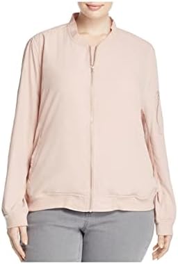 Bagatelle Womens Plus Size Mixed Media Full Zip Bomber Jacket Pink Size 1X