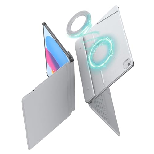 Nillkin for iPad 11th A16 2025 | 10th Gen Adhesive Magnetic Keyboard Book Cover | Magic Ease | Kickstand | Smart Touch pad | with Magnetic Wall Mount | Detachable Keyboard Case for iPad 10.9 Grey