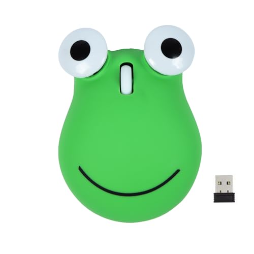 Wireless Mouse 2.4GHz Lovely Cartoon Frog Shape USB Portable Cordless with USB Receiver, Kids Small Optical Computer Mouse for Laptop Computer