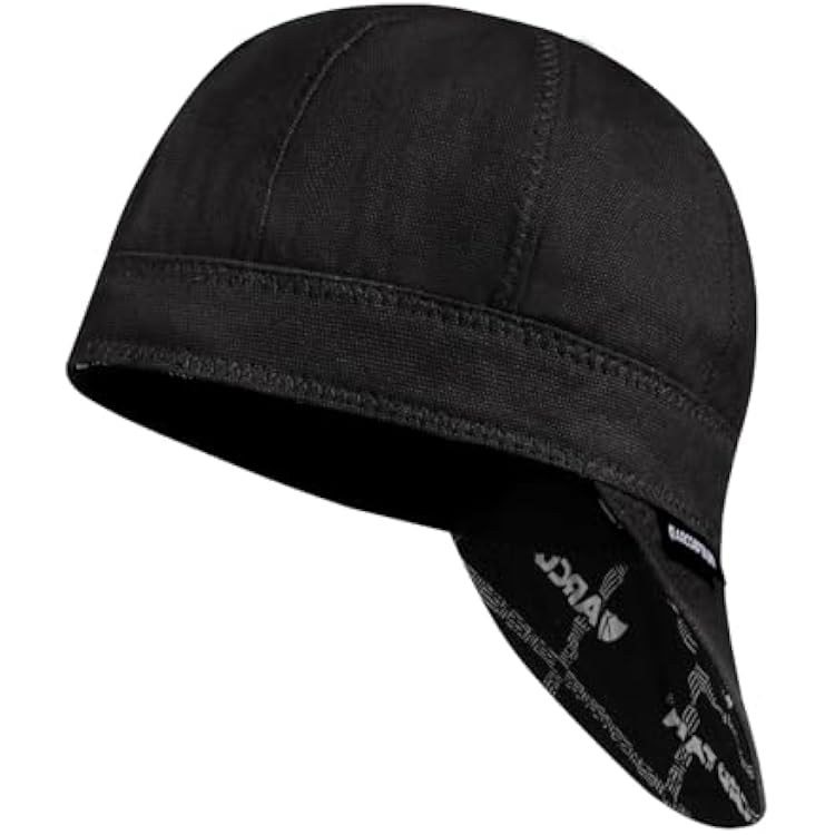 ARCCAPTAIN Reversible Welding Cap, 8 Panel Protective Welders Cap, 10 oz Fireproof Cotton Comforts for Safety and Protection While Welding to Men Women, Black, 7 34