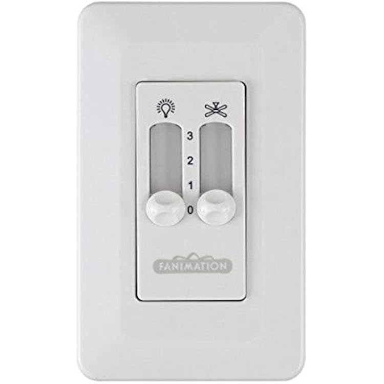 Fanimation CW2WH Traditional Wall Non-Reversing-Fan Speed and Light from Controls Collection in White Finish, 4.57 inches, 4.72x4.25x2.76