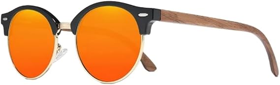 Walnut Sunglasses Men Women Polarized UV400 Lens Wood Round Frame Glasses Fashion Outdoor Vintage Retro Eyewear
