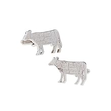 MRCUFF Butcher Cow Steak Cuts Steer Chef Cook Pair Cufflinks in a Presentation Gift Box & Polishing Cloth