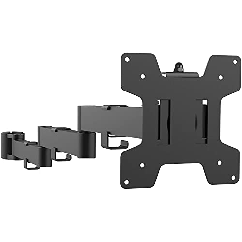 WALI Single Monitor Arm, Universal 3 Tier Arm Fully Adjustable Pole Mount Bracket for WALI Monitor Mounting System 001ARMXL, Black