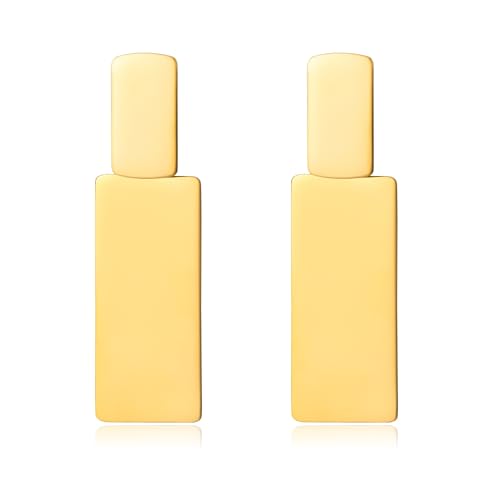 Statement Drop Dangle Earrings for Women - Long Dangle Rectangle Mirror Shine Geometric Earrings, Fashion Statement Jewelry | Chunky Jewelry for Women Gifts