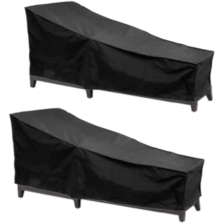 Outdoor Lounge Chair Covers, 2Pack Black Durable Upholstery Cover, 83 L x 30 W x 32 H Inch Casual Waterproof Recliner Cover