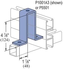 Genuine Unistrut P2473-EG 3 Hole "U" Shaped Connector Fitting for use with P5501, P1001 A3 and All 4-7/8" Tall Strut Channel