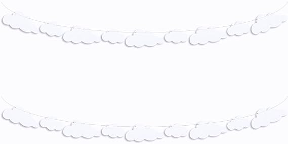 SaktopDeco 2 Pack Cloud Garland White Cloud Felt Banner Wall Decor Baby Shower Sky Theme Party Decorations