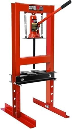 6-Ton Hydraulic Shop Press, Heavy Duty H-Frame Benchtop Hydraulic Shop Press with Press Plates for Bending, Straightening, Installing Bearings & U-Joints, Red-1