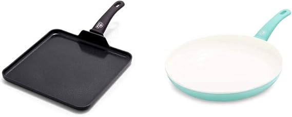 GreenLife 11" Griddle Pan + 12" Frying Pan Bundle | Healthy Ceramic Nonstick Cookware | PFAS-Free