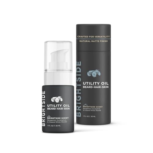 BRIGHTSIDE Utility Oil - Beard  Hair  Skin - Natural Finish - Hydration for Hair & Beard - Fast Absorption - Non-Greasy - For All Hair Types - Tattoo-Friendly - Premium Hair Styling Product 1oz