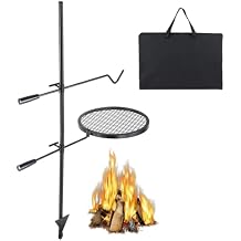 Swivel Campfire Grill, Fire Pit Grill Grate over Fire Pits, Heavy Duty Steel Grill Grates,360 Adjustable Open Fire Outdoor Cooking Equipment,Portable Camp Fire Racks for Camping Outdoor BBQ