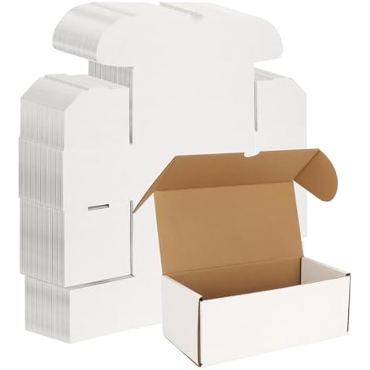 WIFTREY 50 Pack 8x4x3 Small Shipping Boxes for Packing Small Business, White Corrugated Cardboard mailing Box for Shipping