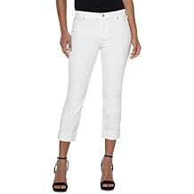 Liverpool Los Angeles Charlie Crop Wide Rolled Cuff in Bone White