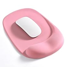 EooCoo Pink Ergonomic Mouse Pad with Gel Wrist Support, Office Decor for Women, Middle Concave Design for Relieve Wrist Pain, Lycra Surface Smooth Control, Non Slip PU Base, Portable Mousepad