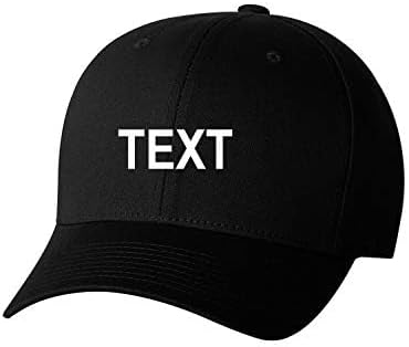 Flexfit Custom Name Embroidered 5001 V-Flex Twill Fitted Baseball Cap (L/XL, Black)