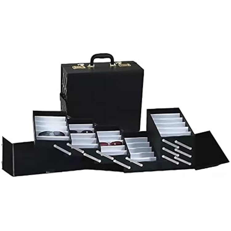 Sunglasses Organizer, Sunglasses Slots Display Cases, Portable Lockable Glasses Collector Storage Box Suitcase Eyeglasses Display Case with 8 Drawers, 48 Slots