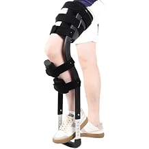 Knee Crutches for Adults, Anti-Slip Knee Crutch, Adjustable Hand Free Knee Crutch, Assisted Walking Trainer for Walking Leg Injury Ankle Fracture Plantar Fasciitis Black,25x10x74cm