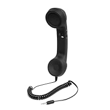 Fumei 3.5mm Retro Telephone Handset Reduce Cell Phone Radiation Mic Speaker Handheld Receiver for Andriod Phone iPhone/iPad (Black)