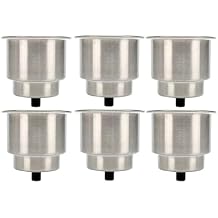 Amarine Made Stainless Steel Cup Drink Holder with Drain Marine Boat Rv Camper (6-Pack)