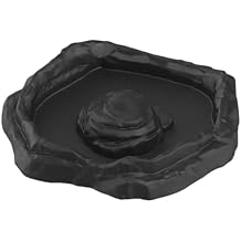 Reptile Feeding Dish Tortoise Water Food Bowl Realistic Corner Reptile Bathing Pool Turtle Water Dish for Turtle- Black M