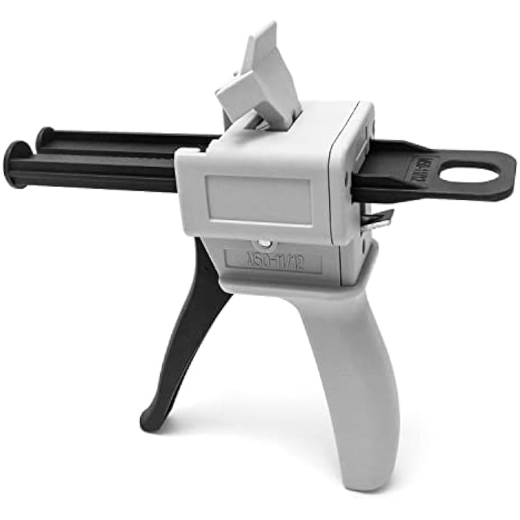 QWORK 50ml Dual Cartridge Dispensing Gun Adjustable 1:1 & 1:2 Ratio Manual Applicator for Epoxy, Resin, Sealant