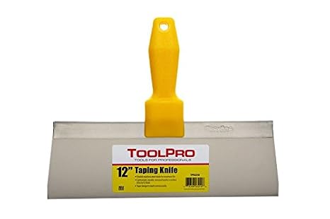 ToolPro 12 in. Stainless Steel Taping Knife - Flexible Rust-Resistant Drywall Finishing Knife with Molded Handle, Made in USA