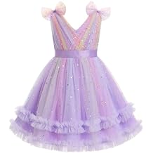 IMEKIS Toddler Kids Girls Sparkle Sequins Tulle Party Dress, Wedding Formal Birthday Tea Party Dresses 2-8T