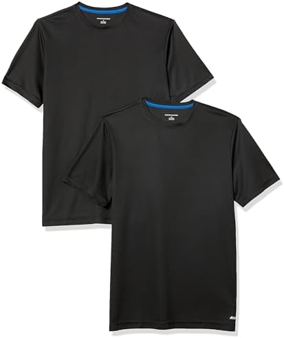 Amazon Essentials Mens Moisture Wicking Breathable Active Performance Tech Gym T-Shirts, Pack of 2