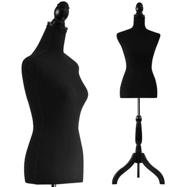 SereneLife Female Torso Mannequin Display - Sturdy and Durable, Adjustable Dress Form 52-64, Lightweight, Easy-to-Assemble, Stable Tripod Stand, Smooth Surface for Retail Clothing Display
