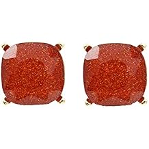 Sparkly Color Glass Post Earrings - Cushion Cut Solid, Square Lever, Round, Semi Precious Glitters Epoxy, For Women