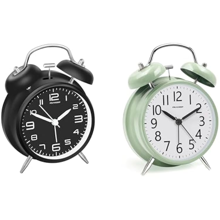 Peakeep Loud Alarm Clocks for Heavy Sleepers Adults Twin Bell Old Fashioned